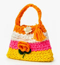 Colorful Striped Crochet Handbag – Handmade Floral Boho Purse