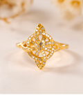 Gold Celestial Knot Ring – Crystal Accent Intricate Statement Ring size 6