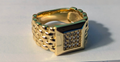 Gold Luxe Grid Ring – Square Crystal Braided Band Statement Ring size 7